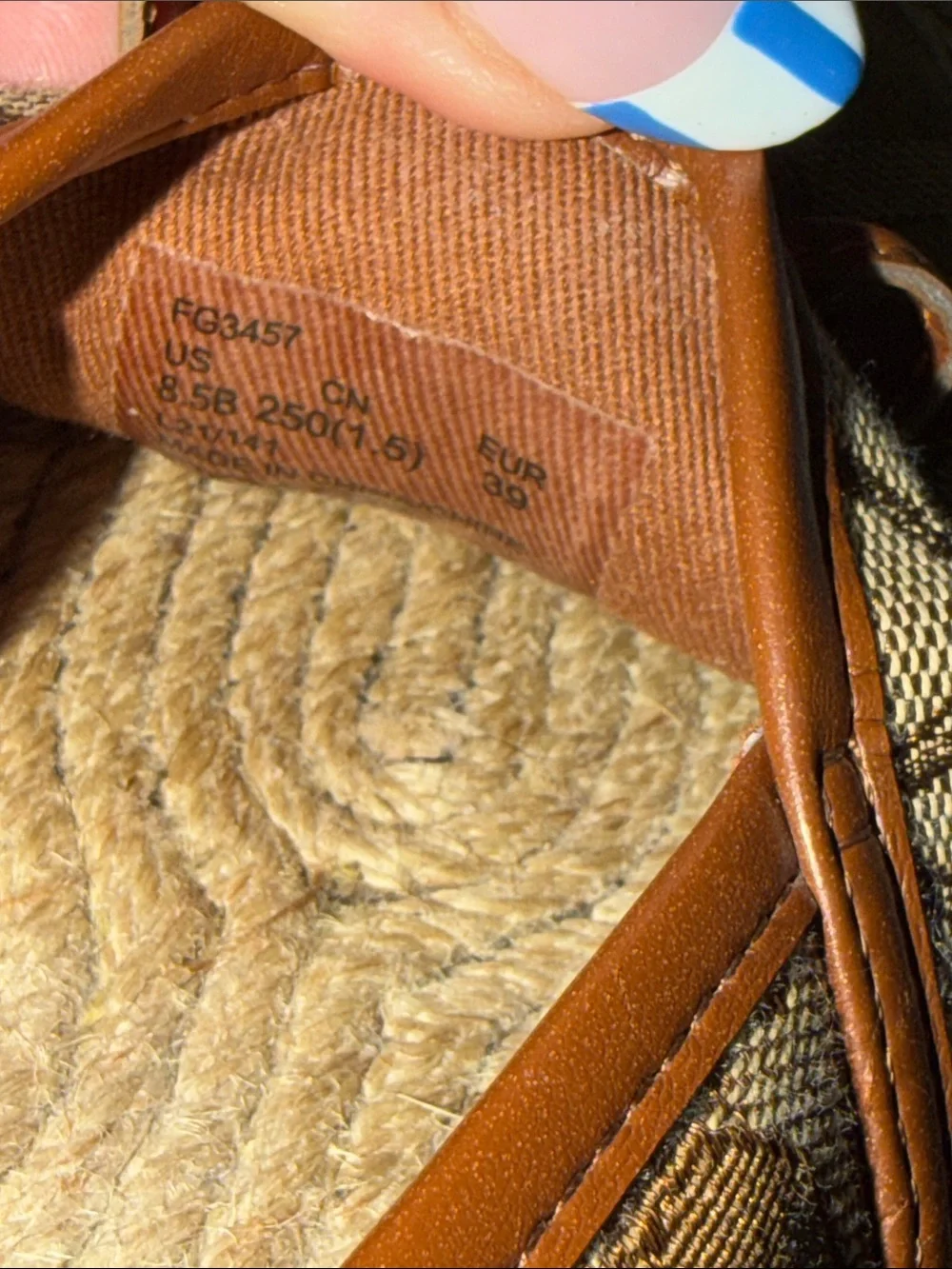Coach Carson Espadrille  saddle tassel Monogram brown slip on shoes size 8.5